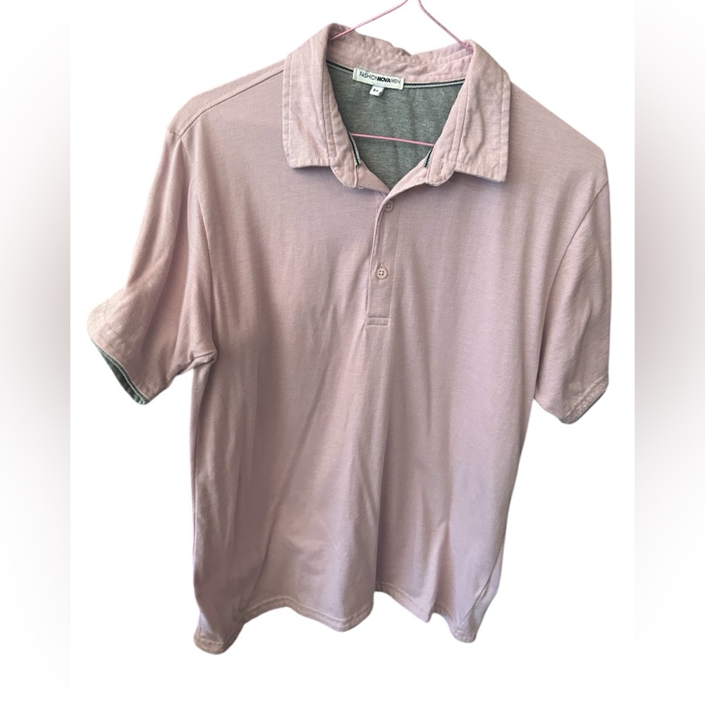 Fashion Nova Men Men's Pink Polo Shirt Sz Medium